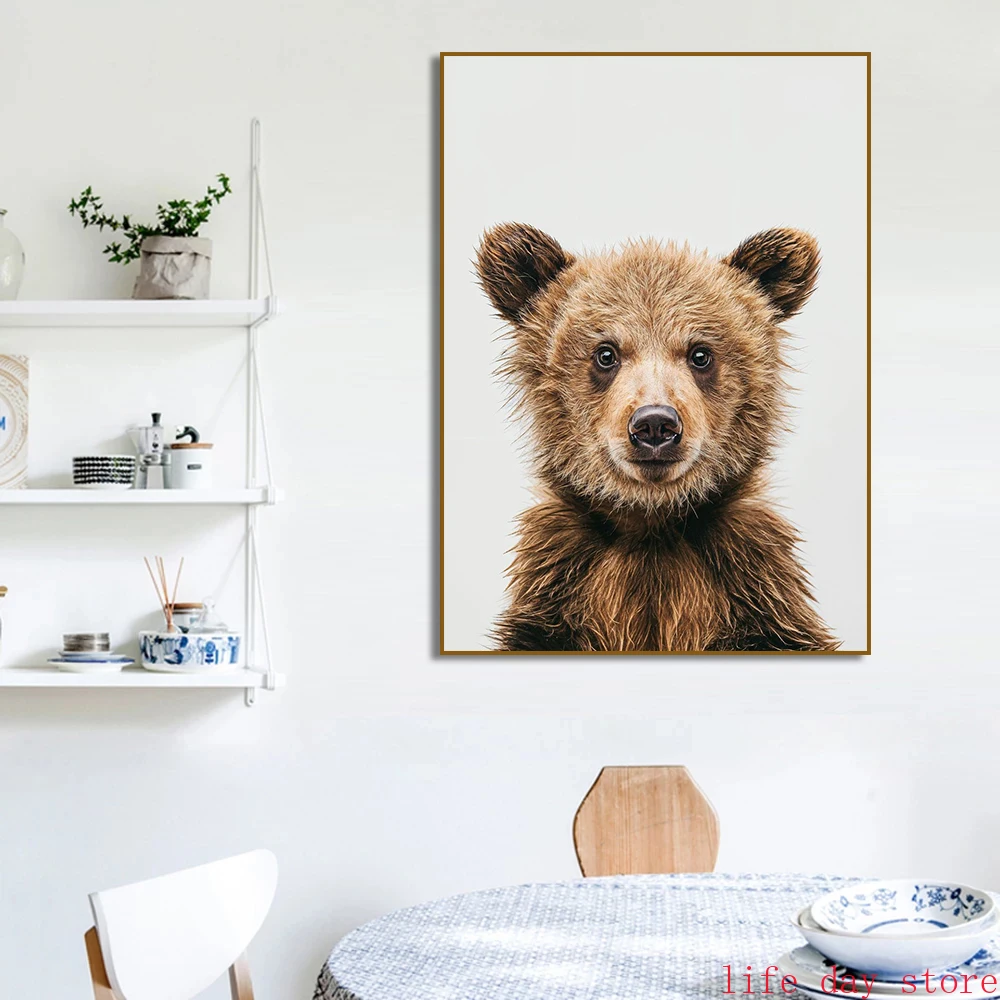 Cute Hamster Lion Rabbit Panda Bear Wolf Raccoon Canvas Painting Wall Art Prints Animal Picture Nordic Poster Room Wall Decor
