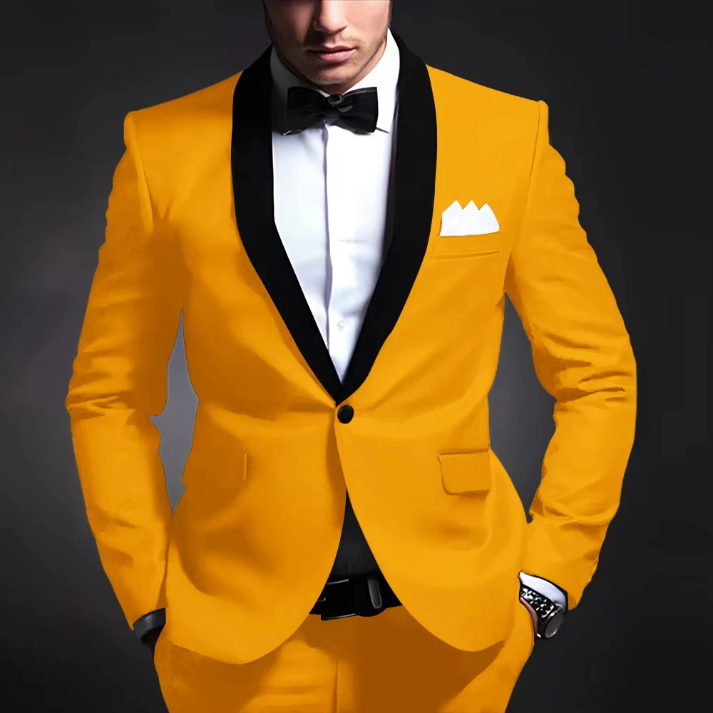 

High Quality Men's Business Casual Suit For Wedding Groom Wear Prom Best Man Blazer Slim Fit 2 Pieces