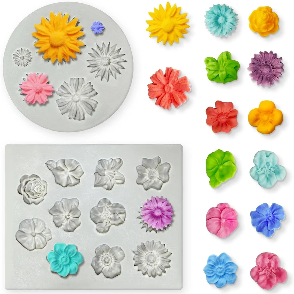 2 Pcs Daisy Orchid Scented Candle Making Kit Rose Flower Gypsum Silicone Moulds Relief Resin Molds Wedding Decor Birthday Gifts