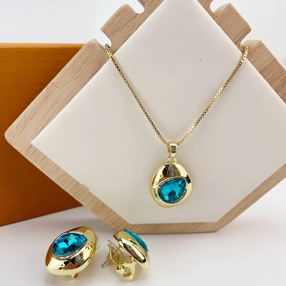 Fashion Classic Jewelry Set For Women Earrings Pendent Romantic Necklace Sets For Wedding Party Anniversary Gift KY25421