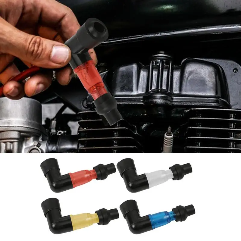 

Motorcycle Flash Spark Plug Cap Motocross 90 Degree Spark Plug Resistor Cover Motorcycle Ignition Spark Plug Cap for Most Bike