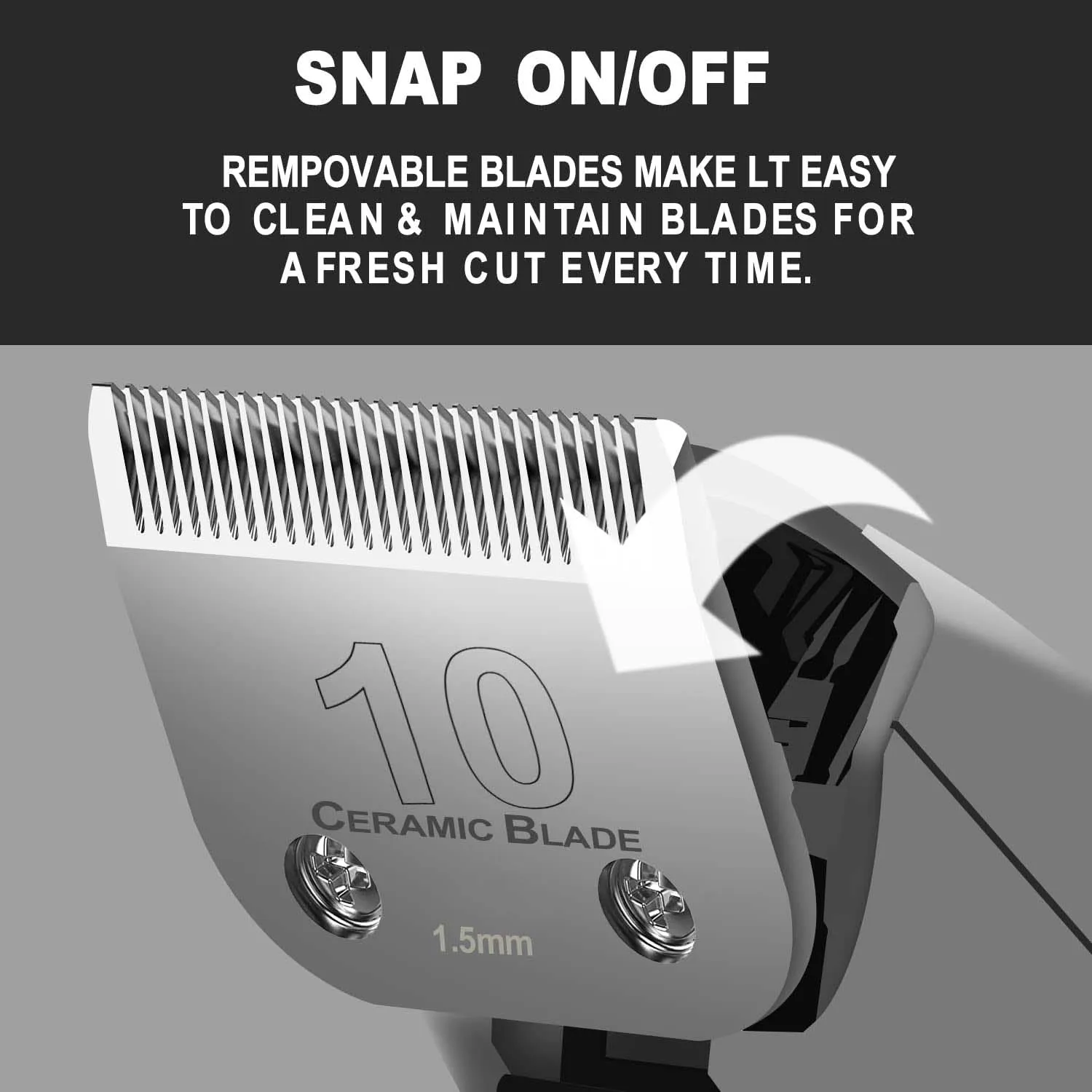 10# Detachable Dog Pet Cat A5 Clipper Blade Compatible With Most Andis, Oster, Wahl KM Clippers，Ceramic & Carbon Steel Blade