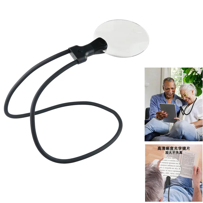 Flexible Neck Hanging  Magnifier 5X Hands Free Portable Magnifying Glass Detachable Loupe for Seniors Reading Sewing Jewels