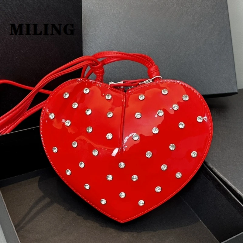 

Crystal Studded Red Heart Bags Lady Mini Messenger Bag Fashion Coin Purse Gift Love Crossbody Bag Wedding Single Shoulder Bags