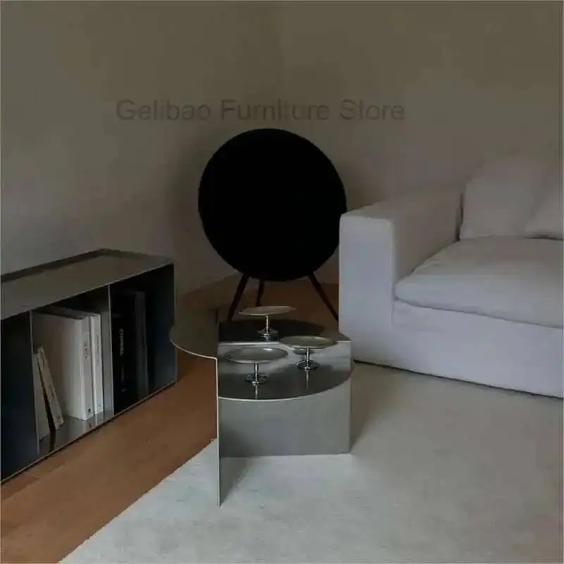 

Stainless Steel Coffee Table Wabi-sabi Style MOMO Round Metal Coffee Table Korean Netflix Designer Models Side Table