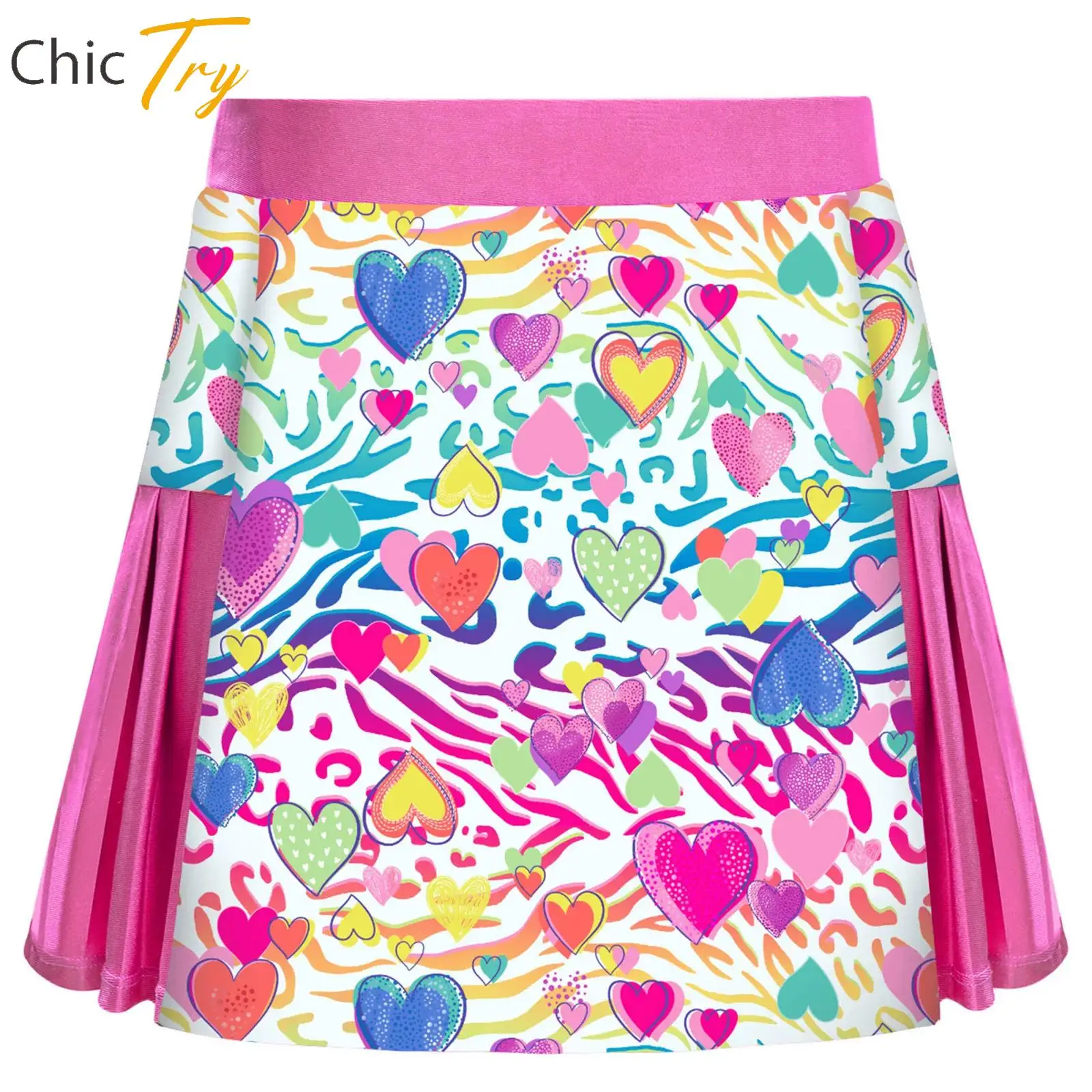 

Stylish Print Tennis Golf Skirts for Kids Girls Athletic Pleated Skirt with Built-in Shorts for School Show Performance Workout