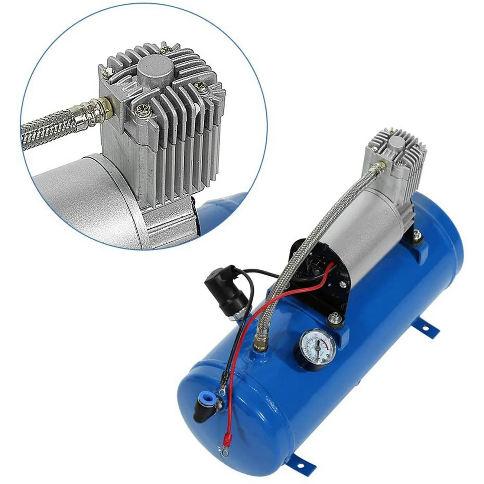 12V Air Compressor Capacity Of 150Psi Matching 6 Liter Tank Tyre Inflator Pump Work Quietly Air Horn Train Truck RV Tire