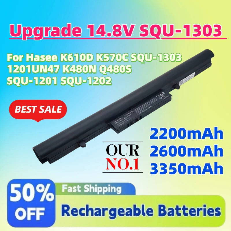 In Stock Upgrade 3350mAh 14.8V SQU-1303 Laptop Battery for Hasee K610D K570C SQU-1303 1201UN47 K480N Q480S SQU-1201 SQU-1202