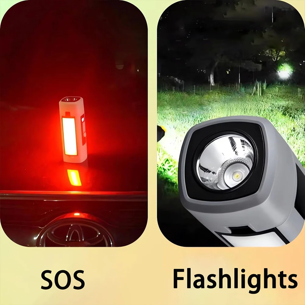 Rechargeable 1800mAh LED Camping Lantern with 360° Foldable Design, Magnetic Base, Red Alert Light & Waterproof Flashlight