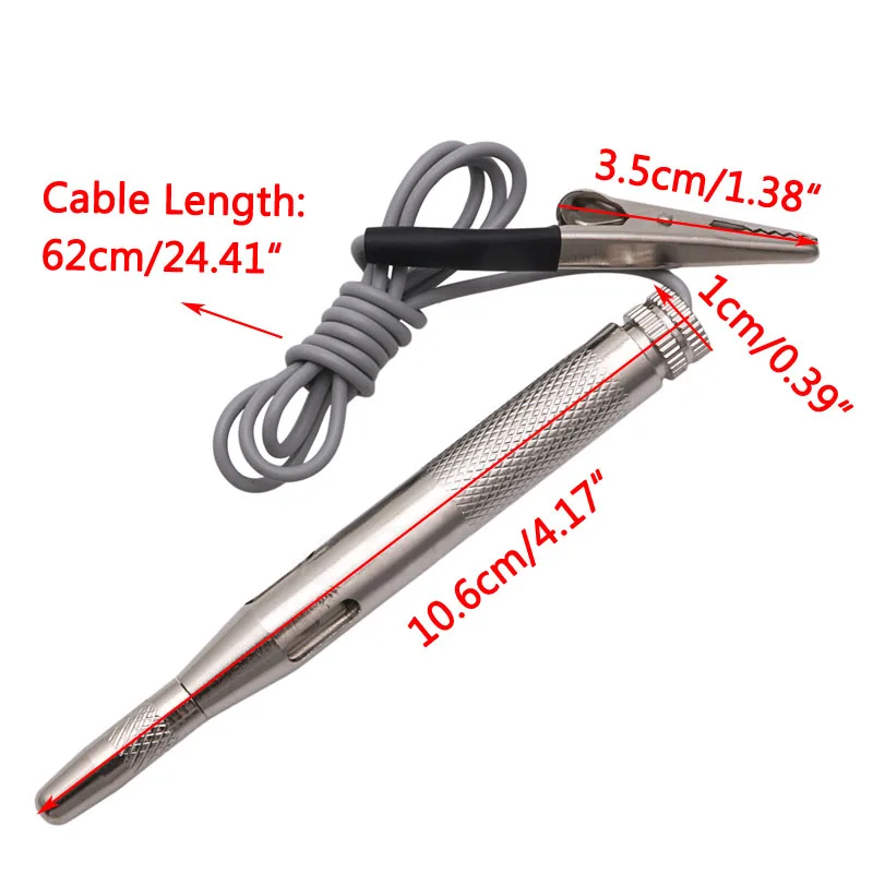 

6V-24V Long Pen-type Electric Circuit Tester Pen Probe Clamp Light Bulb Automobile Maintenance Tool for Car Boat