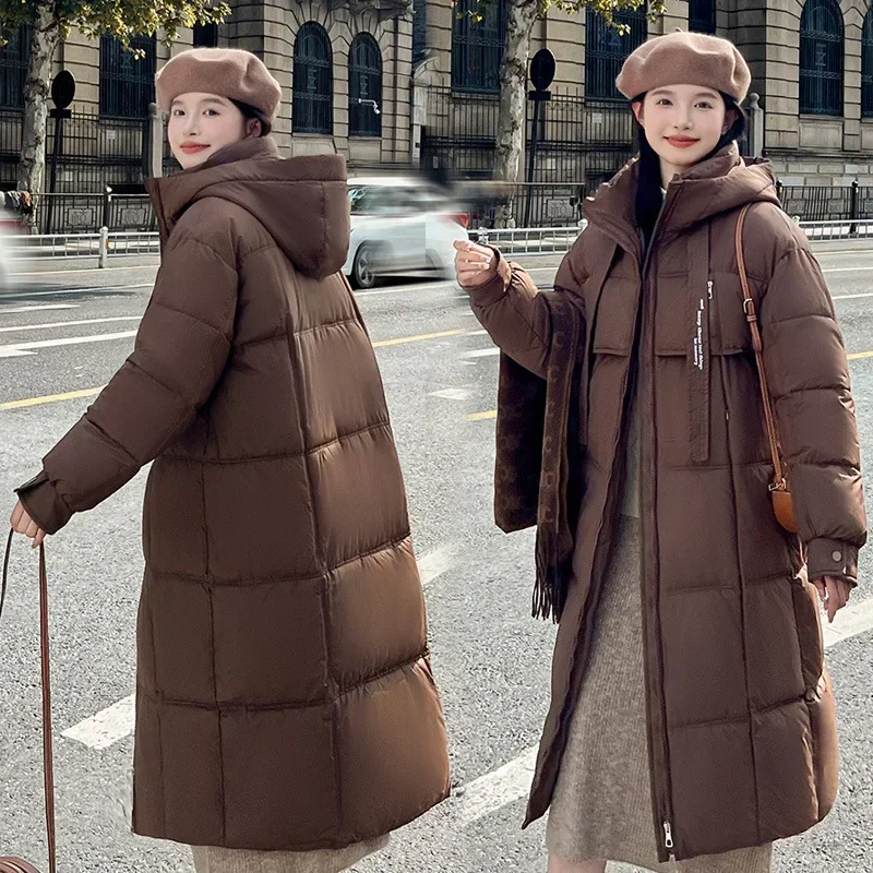 Dames Winterjas Nieuwe Losse Verdikte Capuchon Parka Jas Koreaanse Mode Casual Warme Lange Stijl Jas Vrouw Jassen 2024