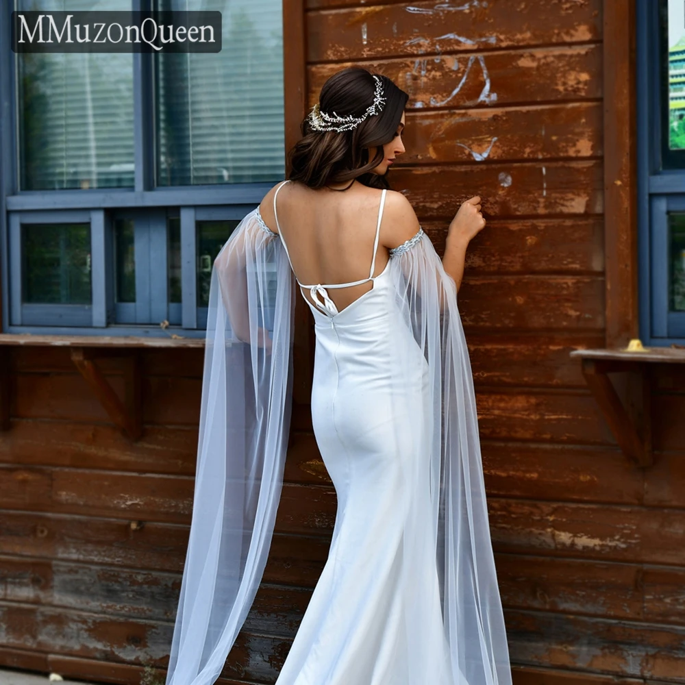 

TOPQUEEN Свадебная шаль Элегантная официальная шаль с открытыми плечами своими руками с блестками и бусинами Съемные длинные рукава Mm04