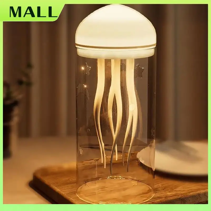 MALL 회전 해파리 야간 조명 슬리핑 라이트 음성 제어 분위기 조명 장식 Type-C 데스크탑 충전