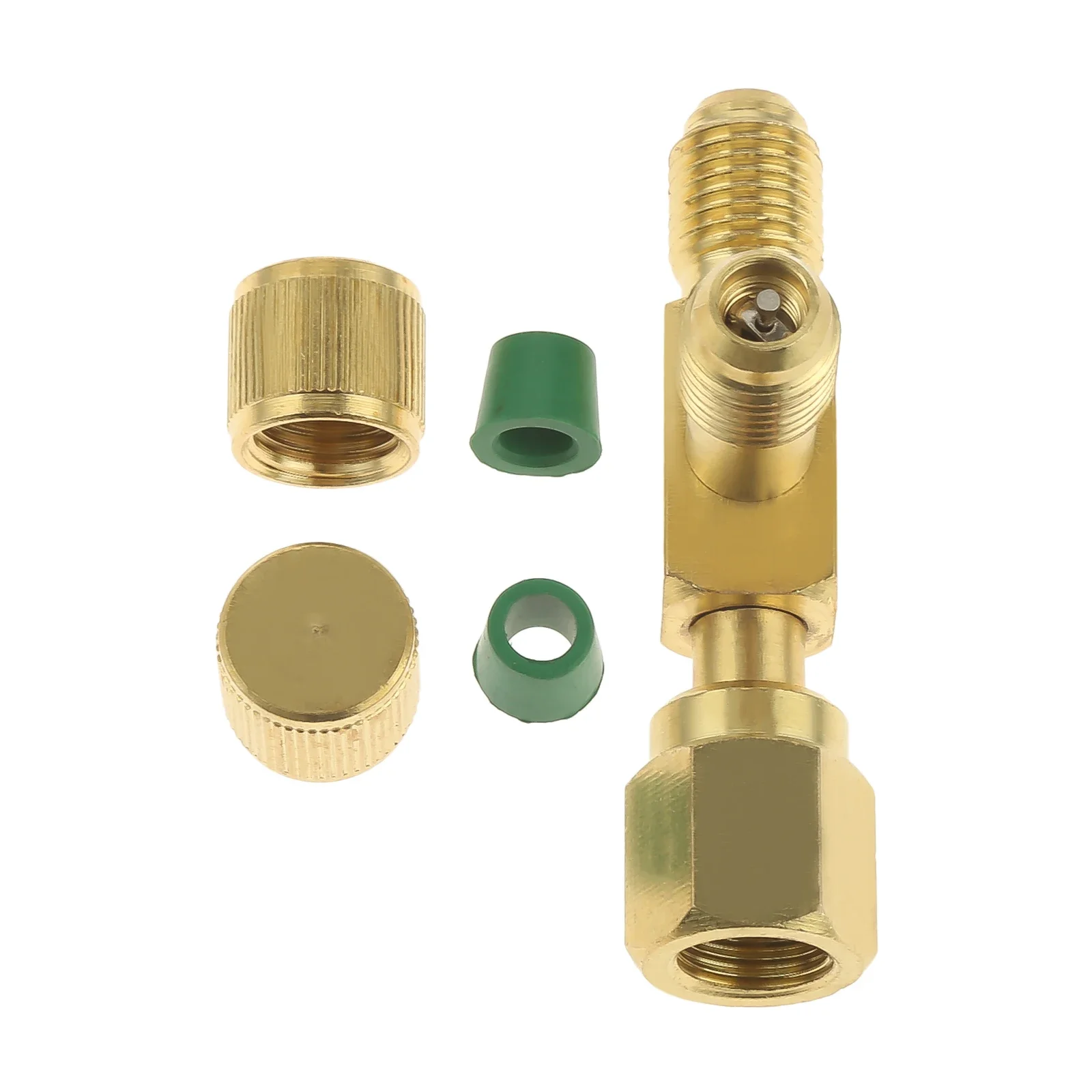 1Pc 1/4\'\' Valves Core Tee Adapter With Swivel Connector for Gauge Deep Vacuum Pump Manifold