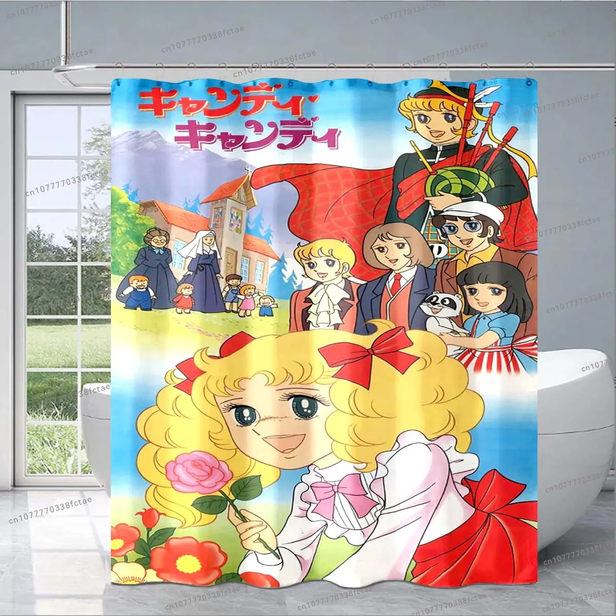 Cute Cartoon Candy Candy Anime Shower Curtain Japanese Comic Kawaii Shower Curtain Children\'s Bathroom Decoration Shower Curtain