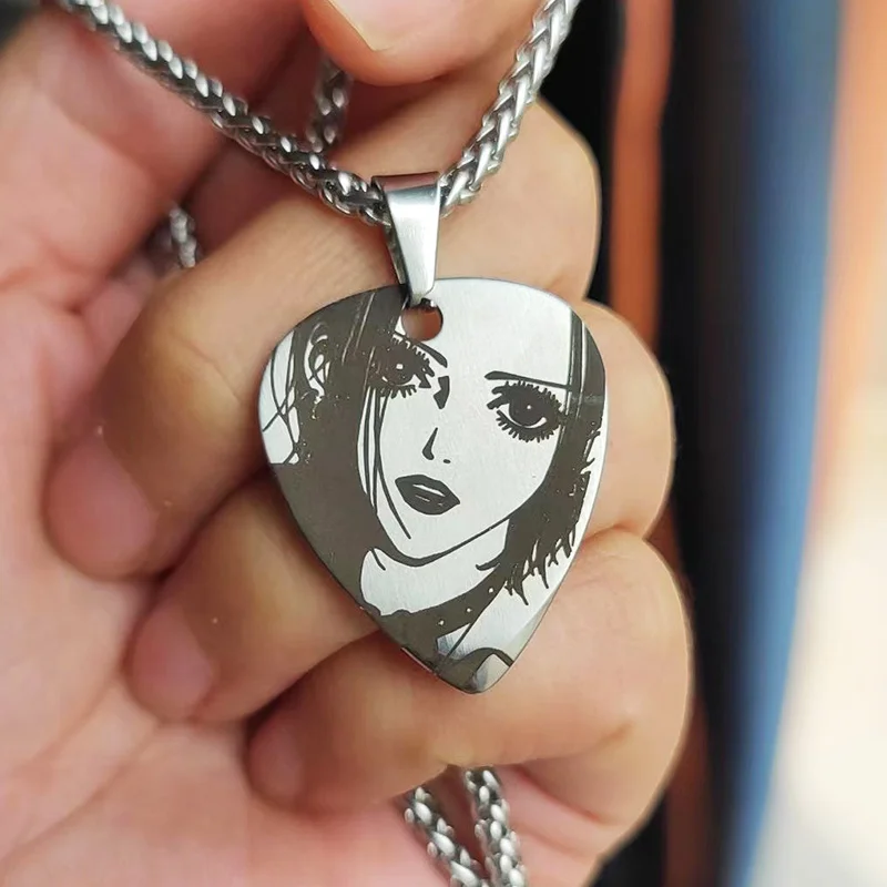 Anime Nana Oosaki Nana Komatsu Nana Guitar Pick Necklace Blast Band Metal Punk Necklace