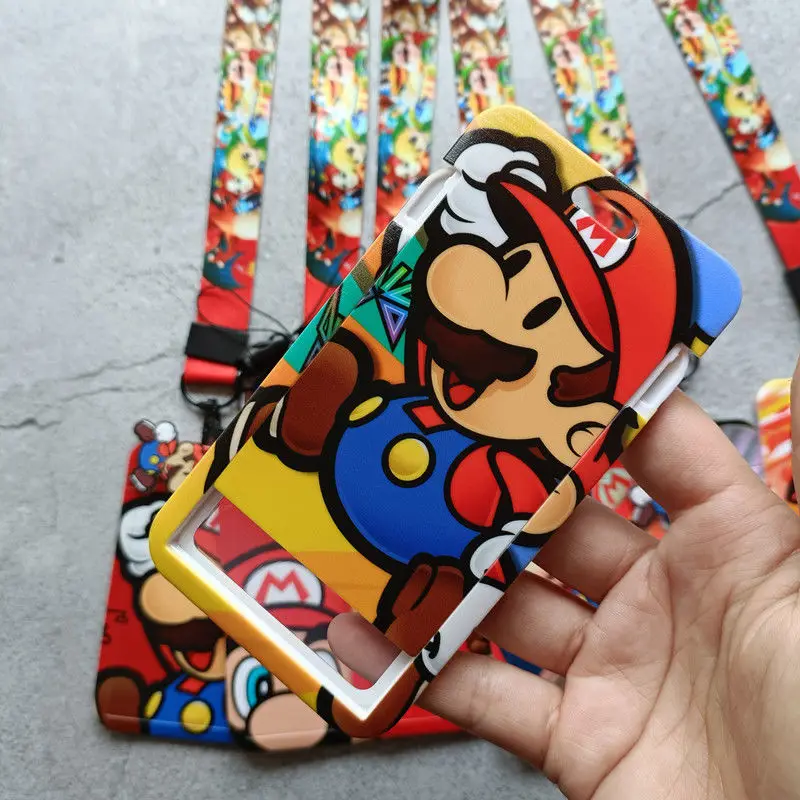 New Cute Mario Innovative Lanyard Keychain Animated Cute Badge Holder ID Credit Card Pass Lanyard Lanyard Key Accessories Gift