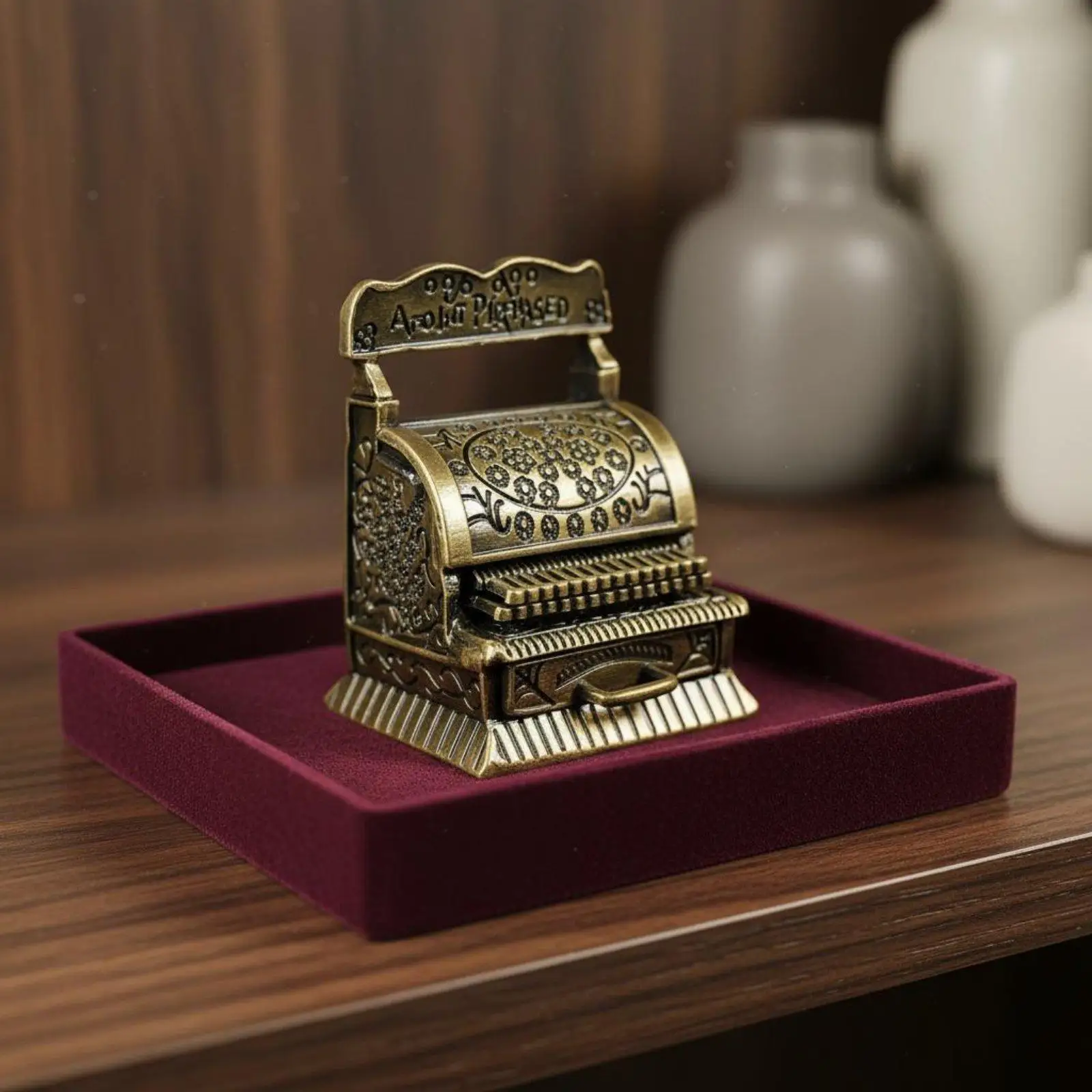 Retro Currency Register Decoration Realistic Detailing Dollhouse Appliance