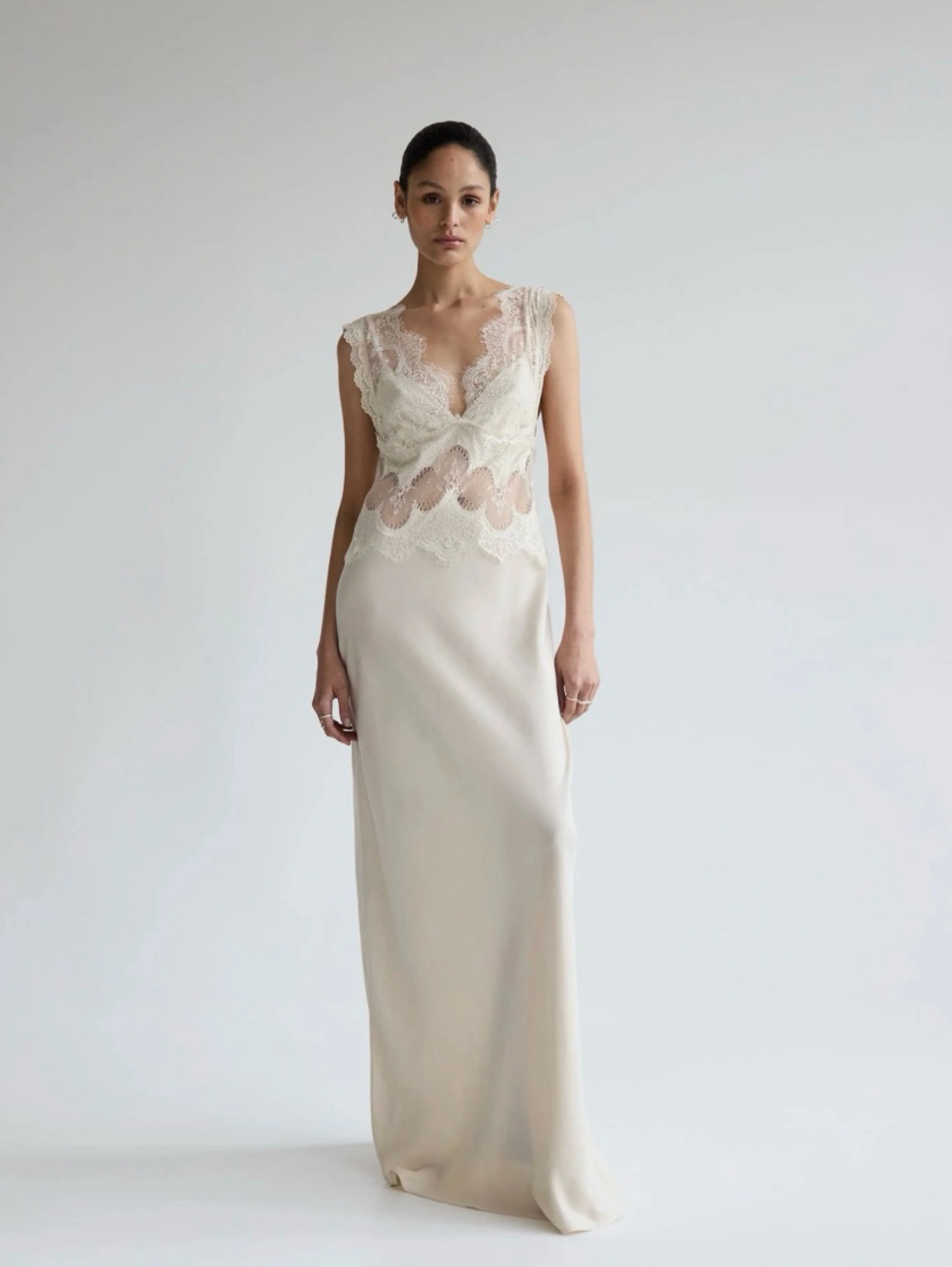 Sexy Lace Patchwork Sleeveless Long Dress Sexy V-neck Backless Splish Satin Prom City Commute Date Party Casual Daily Dresses