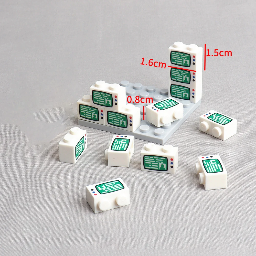 MOC 10PCS Printed 3004 TV Screen Button Diagram Pattern Building Blocks 3004px4 Compatible Bricks Particle DIY Toy Children Gift