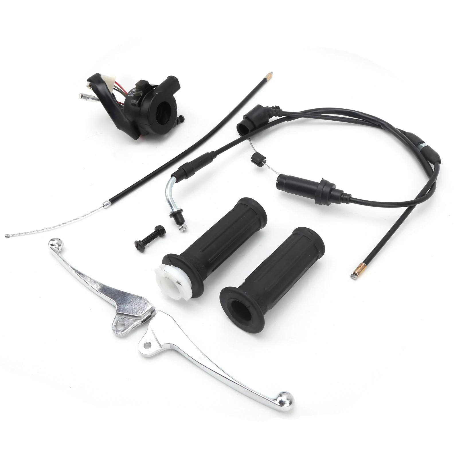 Brake Handle Brake Lever Throttle Grip Cable Brake Lever Ignition Switch Kit Fit for YZinger 50/PeeWee PW50 Throttle Grip