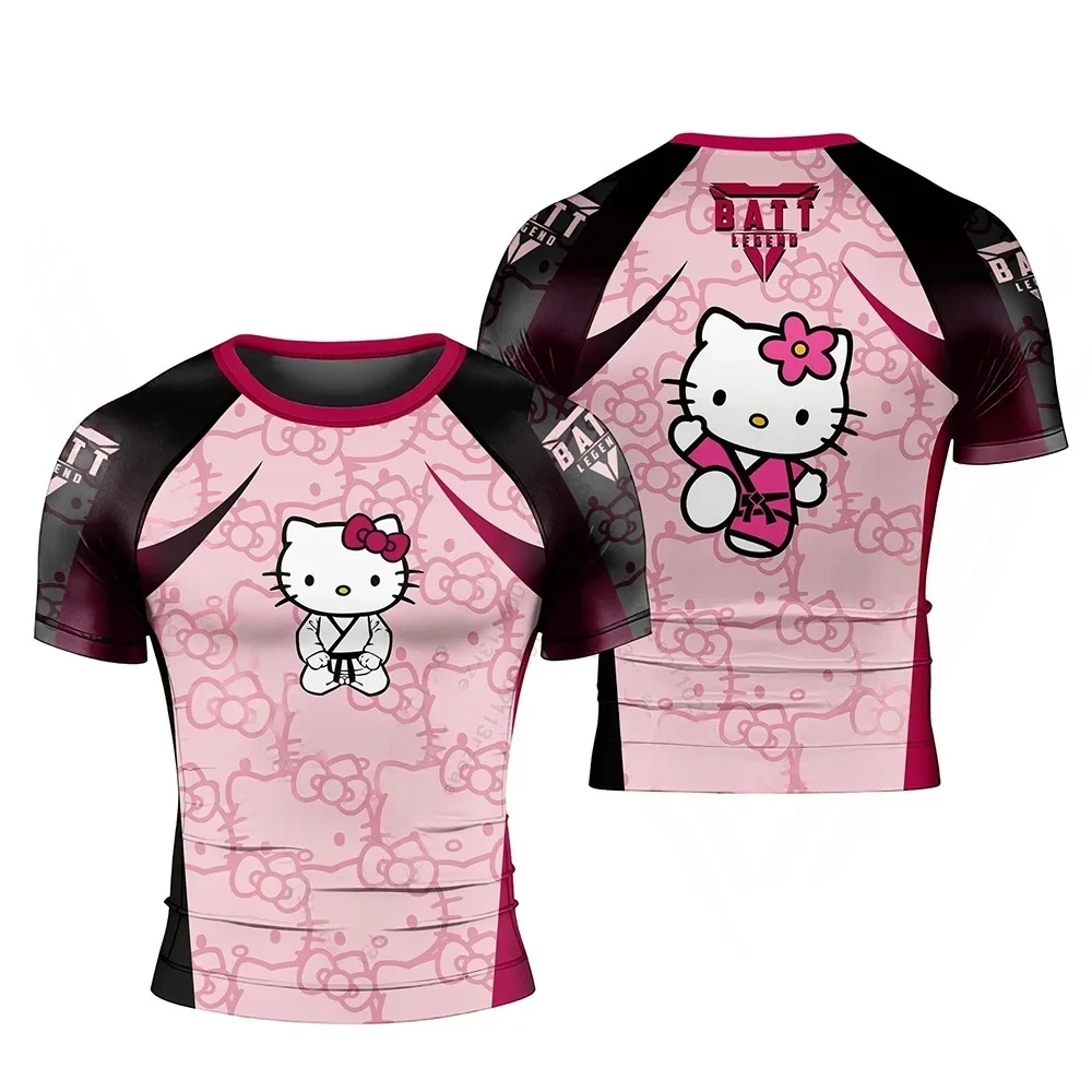 25 جديد مرحبا كيتي الكرتون تي شيرت مطبوع الرجال النساء Jujitsu تجريب طباعة رياضة المحملة موضة التدريب الرياضي تنفس الرجال بلايز