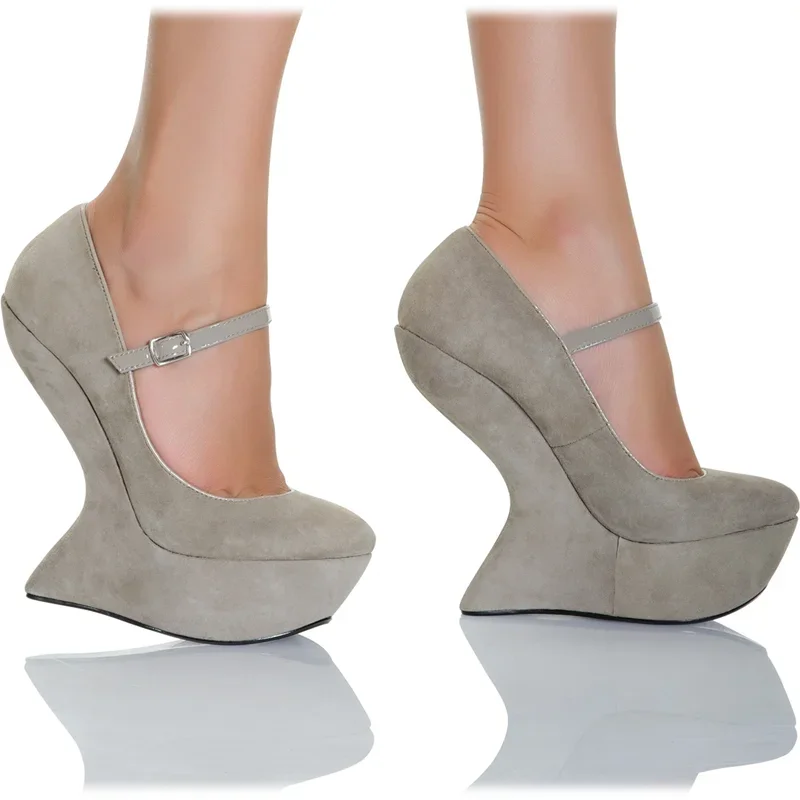 

Замшевые туфли-лодочки в странном стиле, пикантные однотонные туфли с открытым носком, индивидуальный размер 35–46, новые поступления, модная женская современная обувь