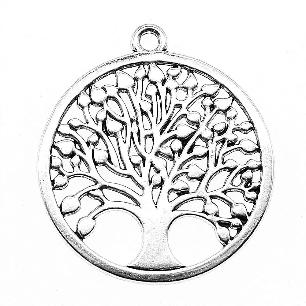 WYSIWYG 2pcs 38x34mm 2 colors New Round Tree Of Life Charm Charms For Jewelry Making Round Tree Charms Charm Tree Of Life