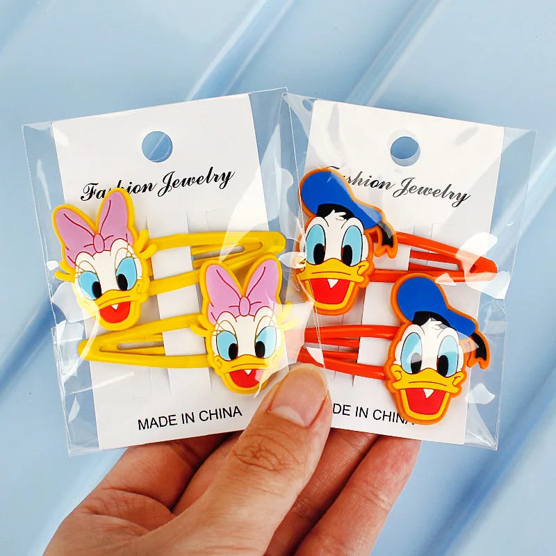 Disney Cartoon Girl\'s Headwear Cute Mickey Minnie Donald Duck Colorful Hair Clips for Baby Girl Fashion Hairpin Hair Accessories