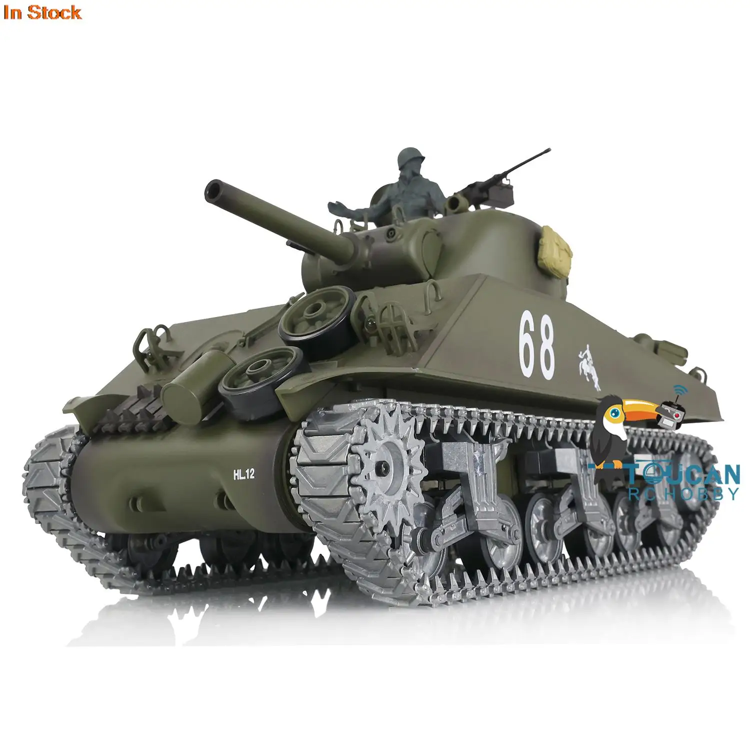 HENG LONG 1/16 7.0 Customized M4A3 Sherman RC Tank 3898 Barrel Recoil 360° Metal TH17682-SMT4