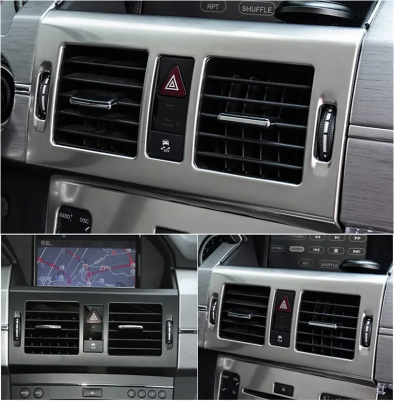 Car Styling Center Console Air Conditioner CD Frame Cover For Mercedes Benz GLK X204 2008-2012 Stainless Steel Air Outlet Trim
