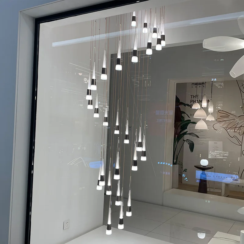 Luxury Home Decor Modern Decorative LED Light Ceiling Lamp Chandelier Office Spiral Staircase Lighting