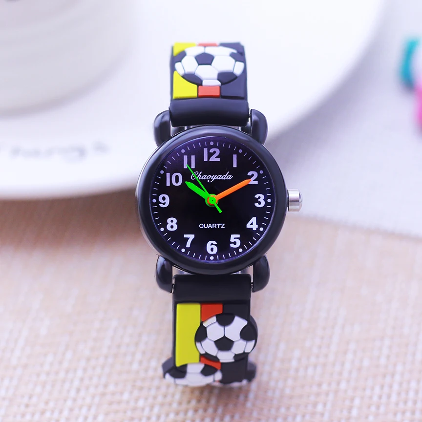 Relojes de silicona de fútbol para niños y niñas, bonitos y geniales, para niños pequeños, estudiantes, aprenden el tiempo, regalos de cumpleaños