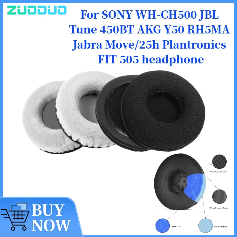 

ZUODUO Leather Sleeve Cooling Gel Replacement Earpad for SONY WH-CH500 Headphone
