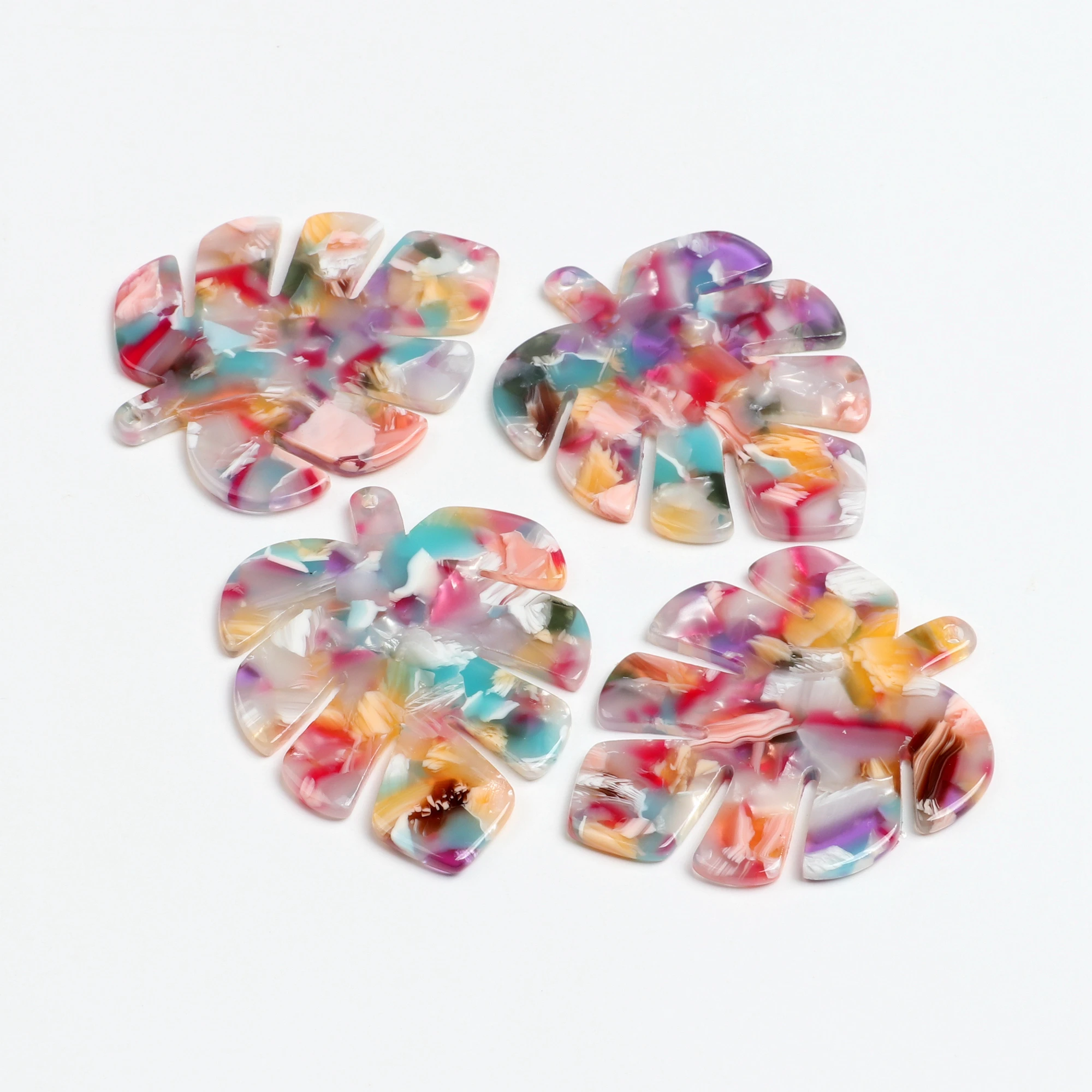 Acetat-Acryl-Anhänger, Schildpatt-Charms, große Monstera-Blatt-Form, Boho-Schmuck, Ohrringteile, Ohrring-Zubehör – Detail 20