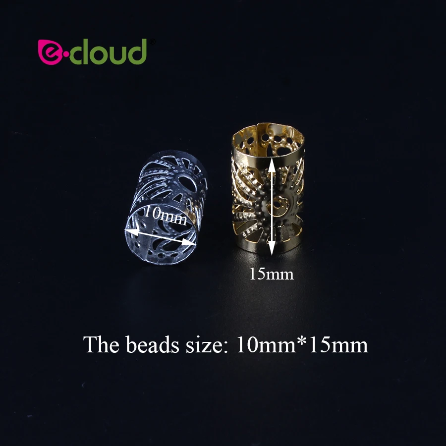 100Pcs/lot Gold/Silver Hair Dreadlock Beads Micro Rings Link Tube Adjustable Hair Braids Bead Cuff Clip 10mm Hole Styling Tools