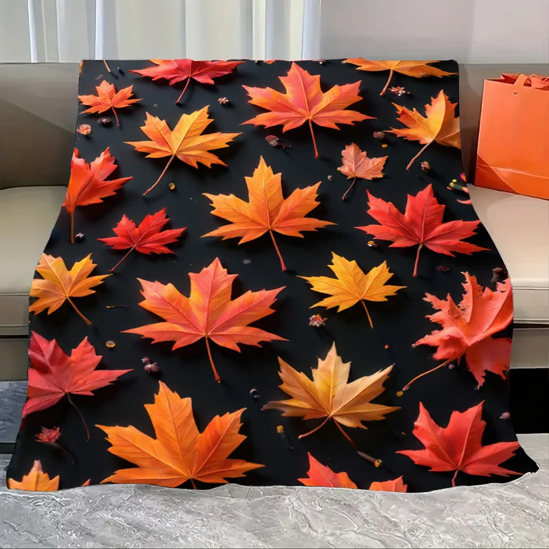 

Flannel Blanket-Soft Lightweight All-season Autumn Leaves Print Baby Blanket Soft Cozy for Kids Bedding