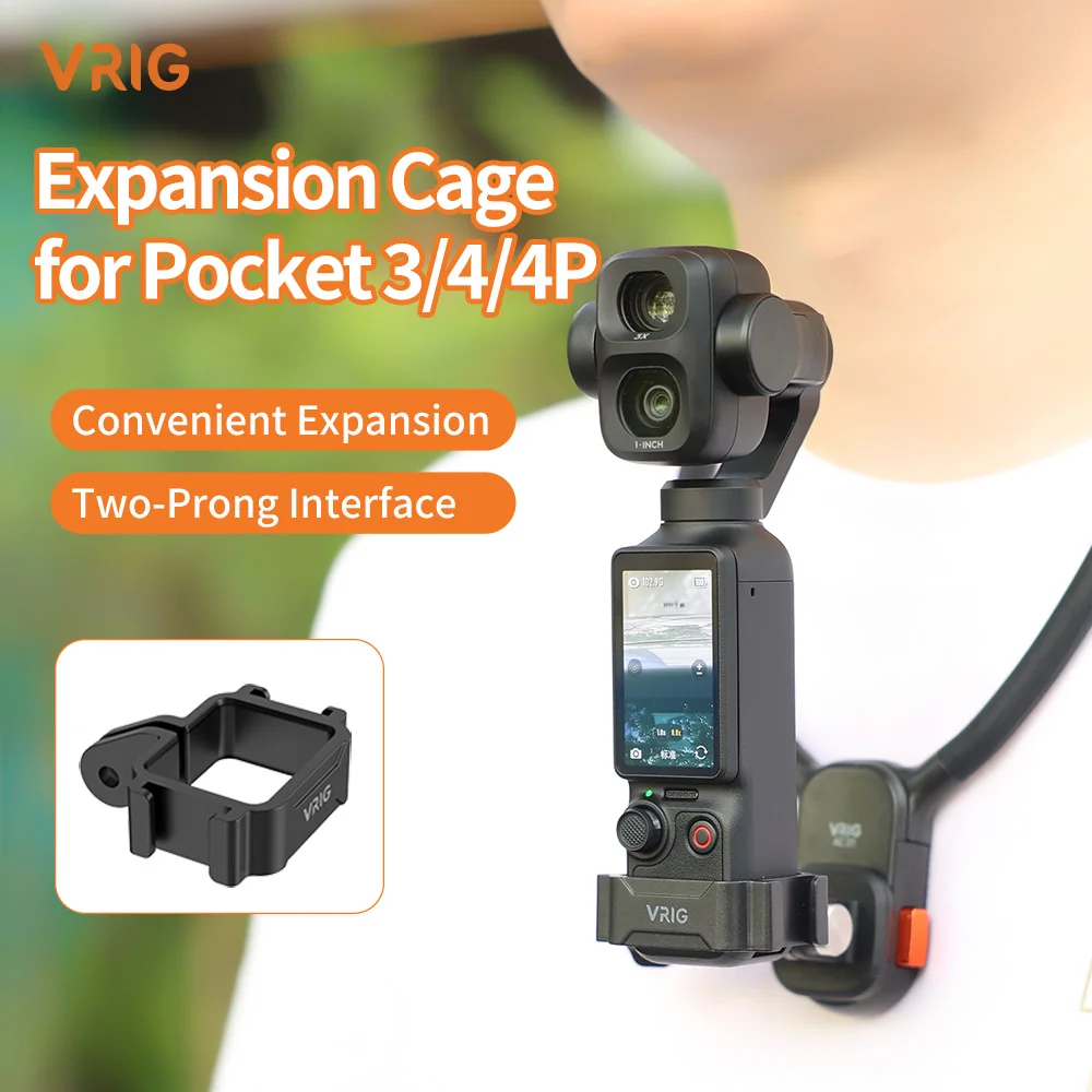 VRIG Expansion Cage Dual Cold Shoe Port Two‑Prong Adapter For Pocket 4P/4/3 Handheld Camera Vlog Shooting Expansion Accessories