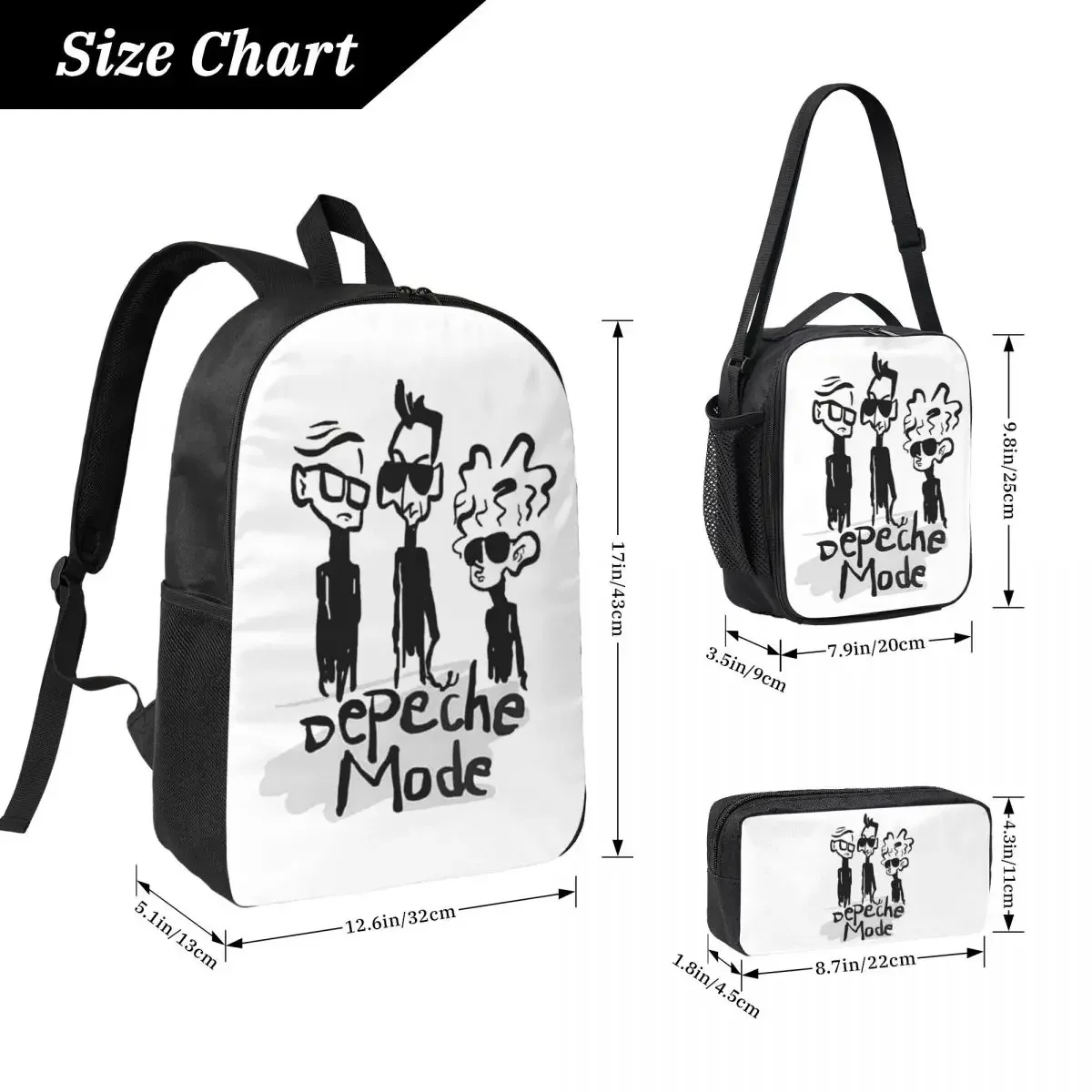 Kawaii Depeches DM Mode Musician World Tour Backpack BookBag School Bag Computer Shoulder Bags 3ps Lunch Bag Pencil Case