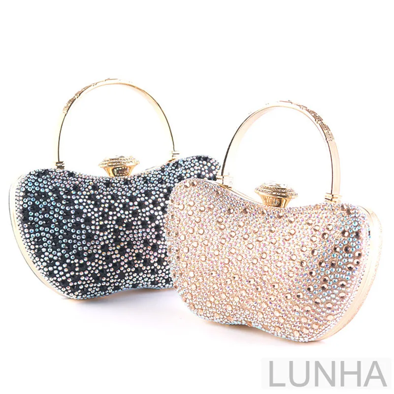

Женская блестящая вечерняя сумка-клатч с ремешком-цепочкой для свадебной вечеринки, вечернего ужина, роскошная сумка на плечо со стразами