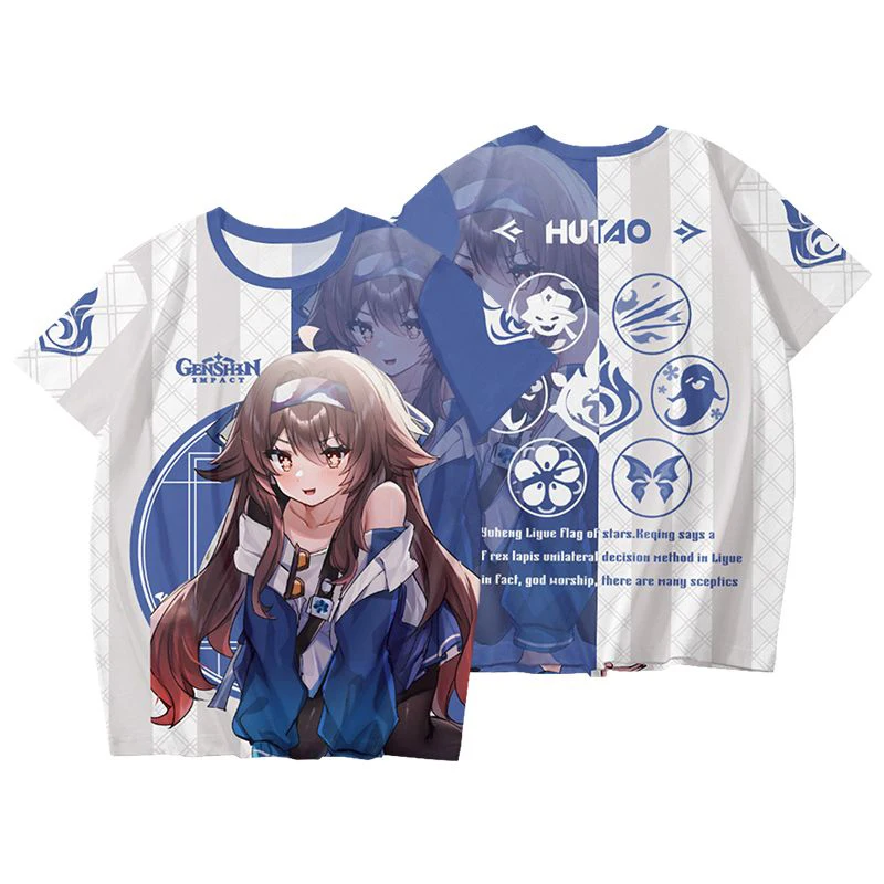 2026 New Hu Tao T-shirt Game Genshin Impact Cosplay 3D Men's T Shirt Summer Fashion Cool Daily Short Sleeve Tee Harajuku Y2k Top