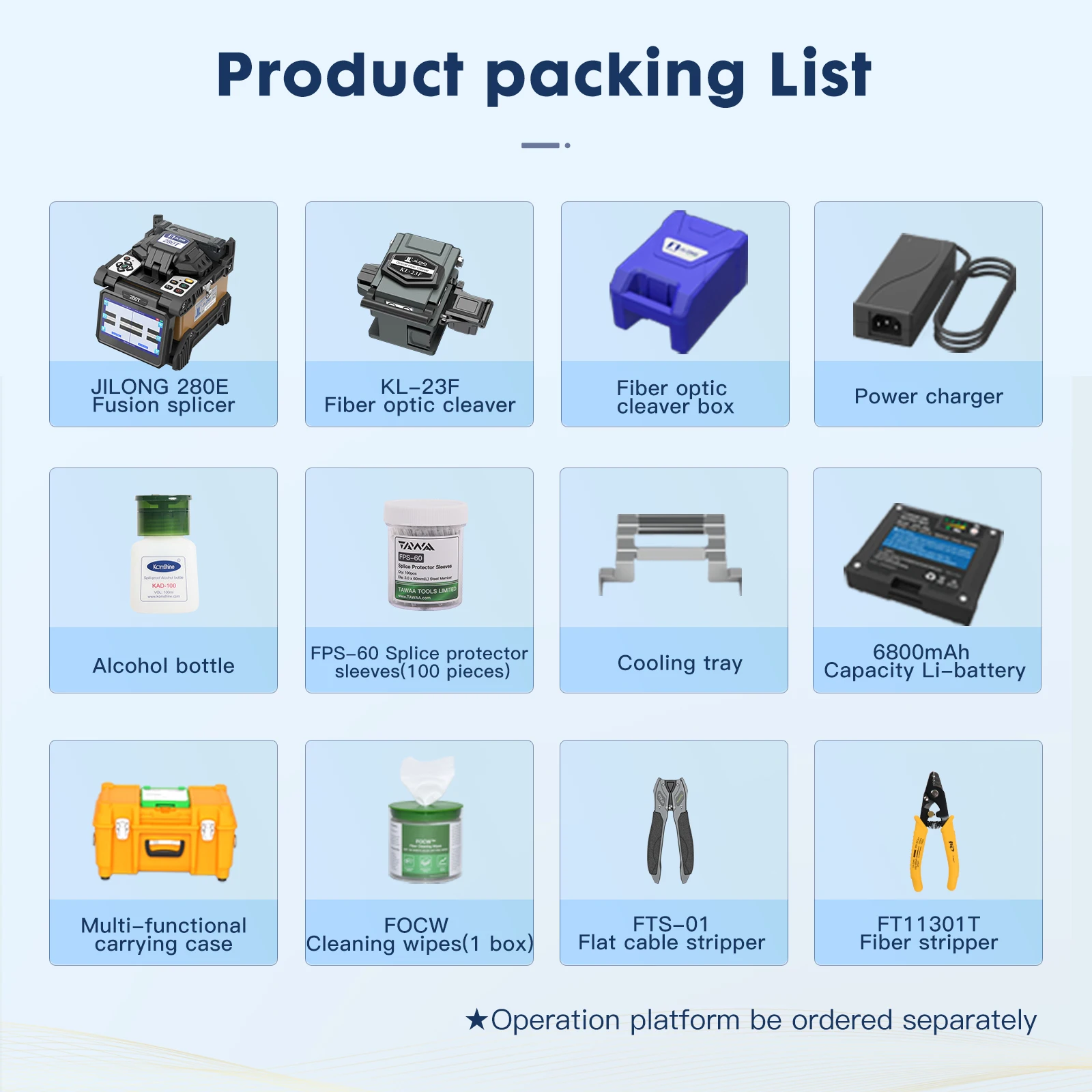 JILONG 280T Fiber Optic Fusion Splicer , 4.3 inch Touch Screen Display , 8s Splice , 18s Heat , with High Standard Accessories