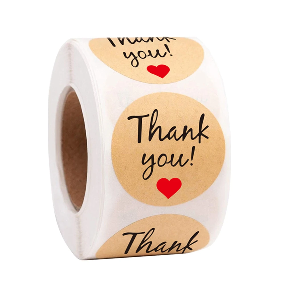 Jadime 50pcs Thank You Kraft Paper Stickers Round Adhesive Labels Baking 25mm wedding decoration party decoration Stickers