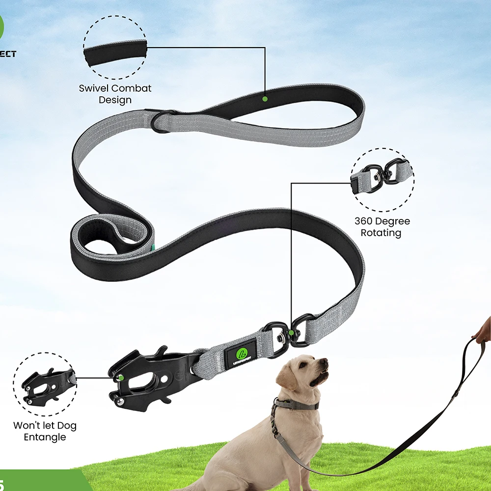 1.5m Swivel Dog Lead Neoprene Lined Secure Rated Clip with Soft Handle