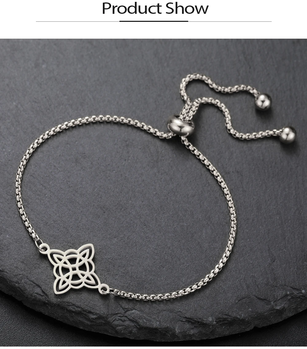 COOLTIME Irisches Wicca-Hexenknoten-Armband, Edelstahl, keltischer Knoten, verstellbare Damen-Armbänder, Modeschmuck, Geburtstagsgeschenk – Detail 6