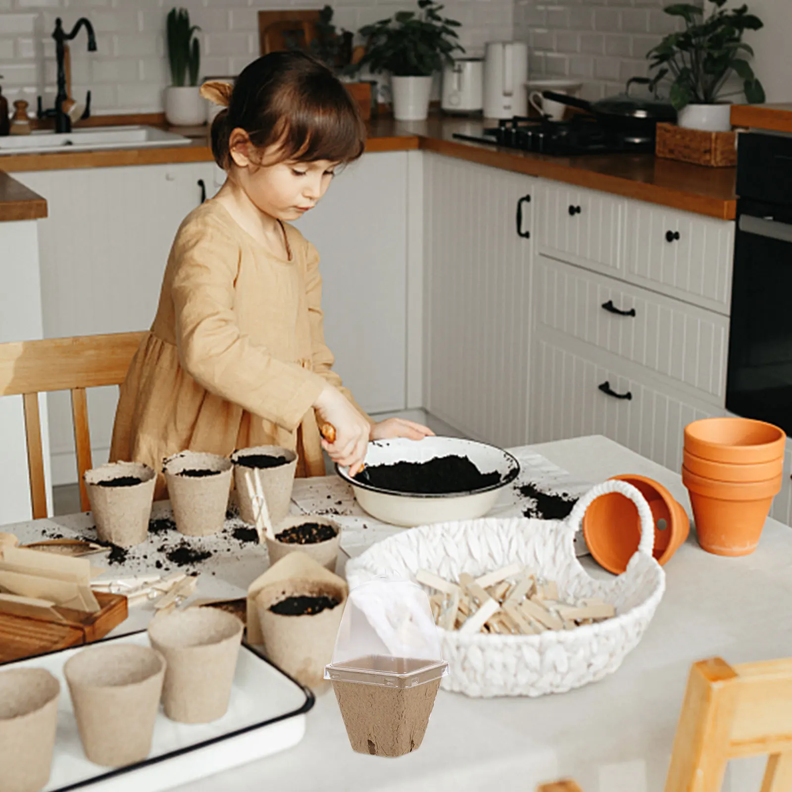 

20pcs Paper For Plants Lightweight Seedling Starter With Drainage Holes Garden Supply Plant Containers Flower Pots Outdoor