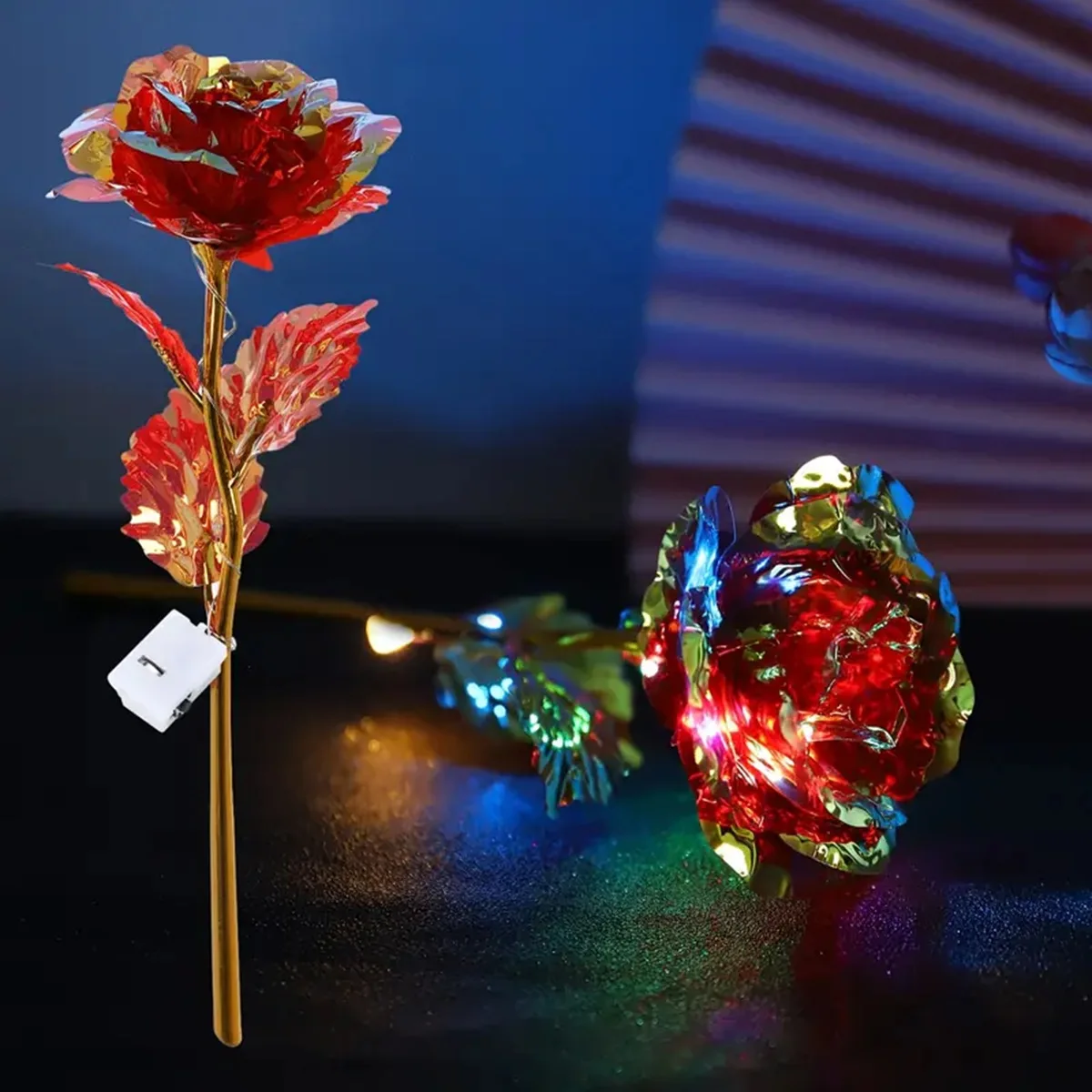 2/10 개/대 영원한 장미 꽃 LED 빛 황금 호일 장미 아내 기념일 어머니의 날 및 생일을위한 독특한 디자인 선물