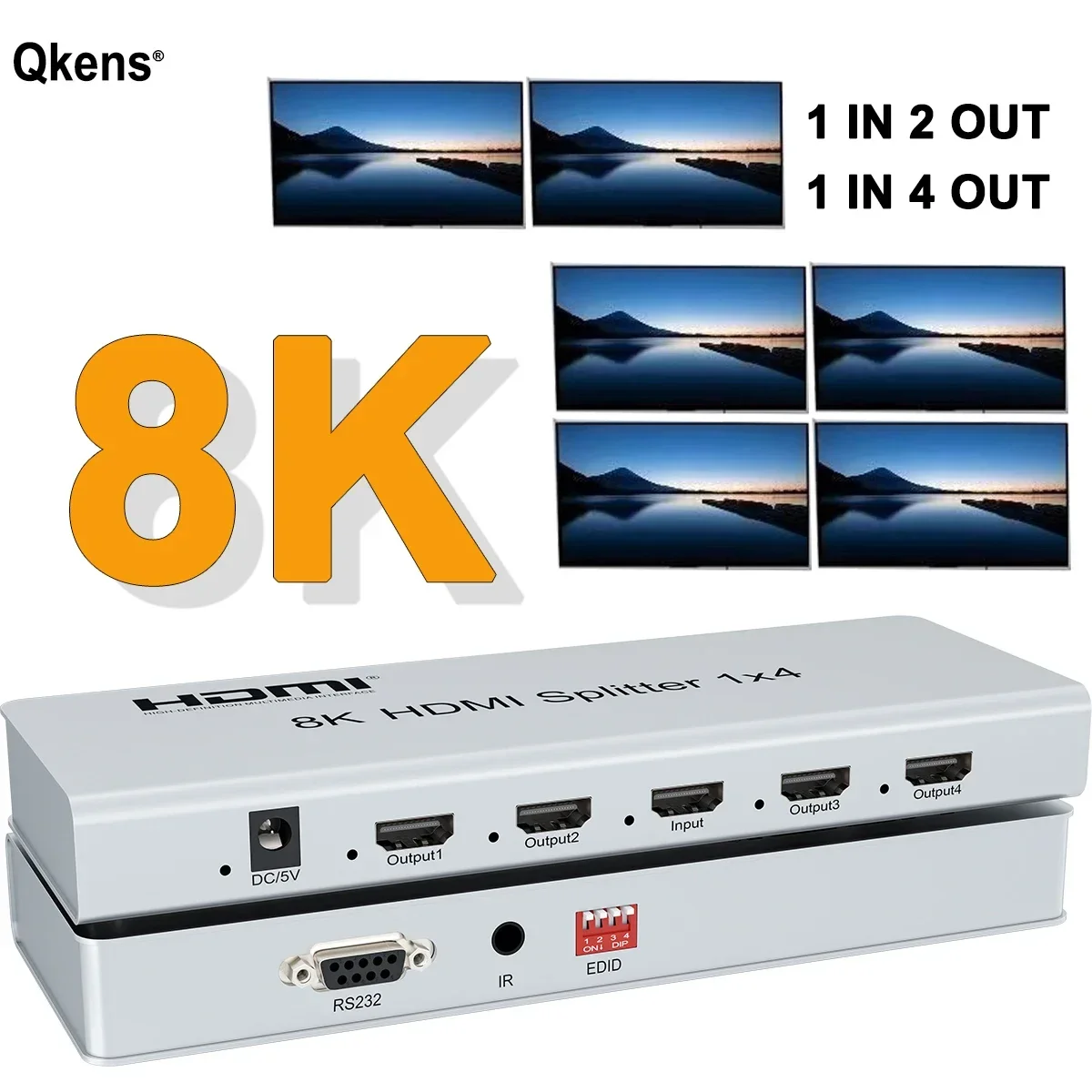 8K60 هرتز HDMI الفاصل 1x4 HDMI2.1 HDR ثلاثية الأبعاد محول الصوت والفيديو 1 في 2 3 4 خارج 4k 120hz 8K 1x2 HDMI الفاصل الكمبيوتر إلى التلفزيون العرض المزدوج