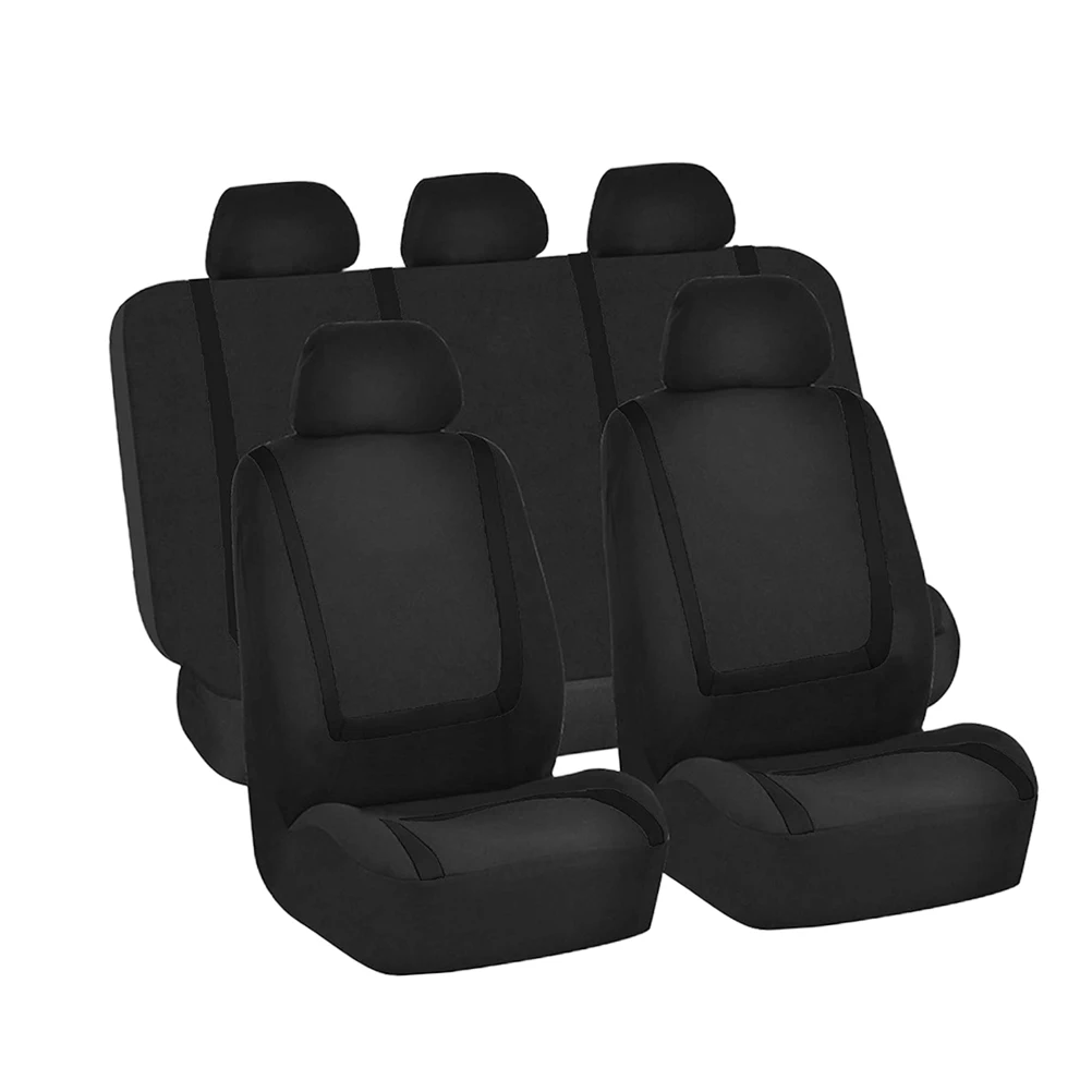 

9Pcs Car Seat Cover Universal Durable Easy-Fit Front Protector Mat Car Interior Accessory Black Seat Mat
