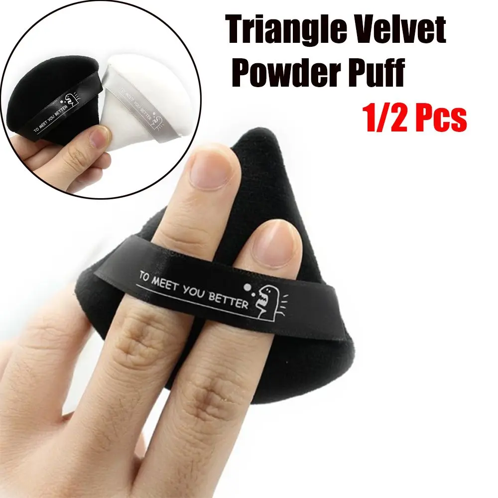 1/2 Pcs Lightweight Washable Soft Cotton Triangle Velvet Powder Puff Makeup Puffs Mini Face Makeup sponge Face Powder Puff